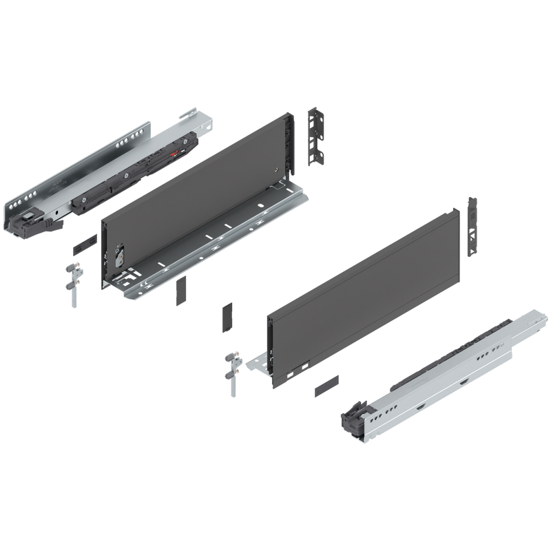 Blum LEGRABOX K Height (5-1/16") V1 Packaging Set - 16" (400mm) - 125lb - Orion Gray (OG-M) - 770K40S0S