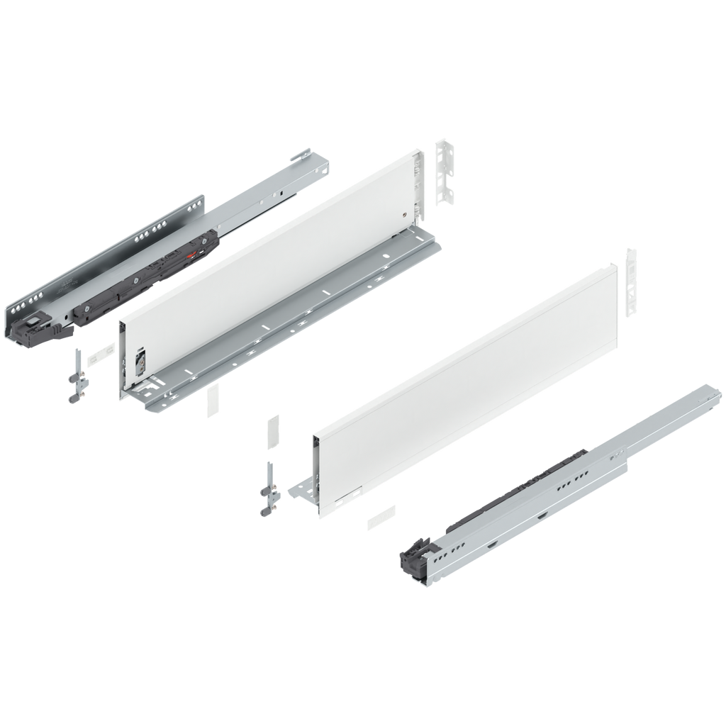 Blum LEGRABOX K Height (5-1/16") V1 Packaging Set - 22" (550mm) - 125lb - Silk White (SW-M) - 770K55S0S