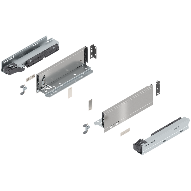 Blum LEGRABOX M Height (3-9/16") V1 Packaging Set - 11" (270mm) - 125lb - Stainless Steel (INGL) - 770M27S0I