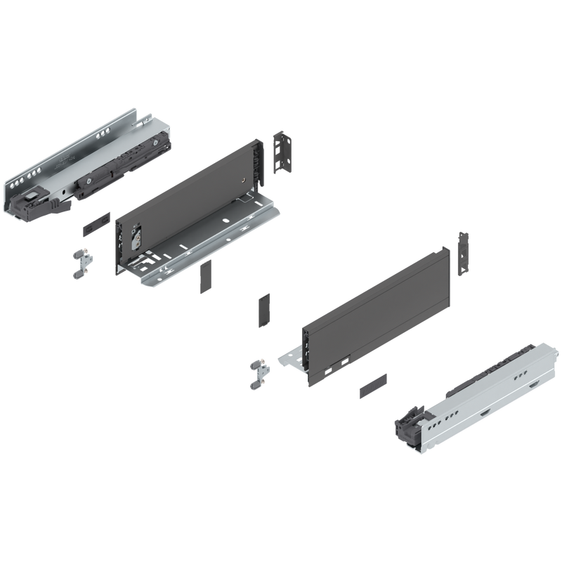 Blum LEGRABOX M Height (3-9/16") V1 Packaging Set - 11" (270mm) - 125lb - Orion Gray (OG-M) - 770M27S0S