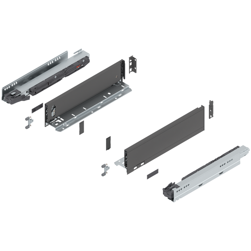 Blum LEGRABOX M Height (3-9/16") V1 Packaging Set - 14" (350mm) - 125lb - Orion Gray (OG-M) - 770M35S0S