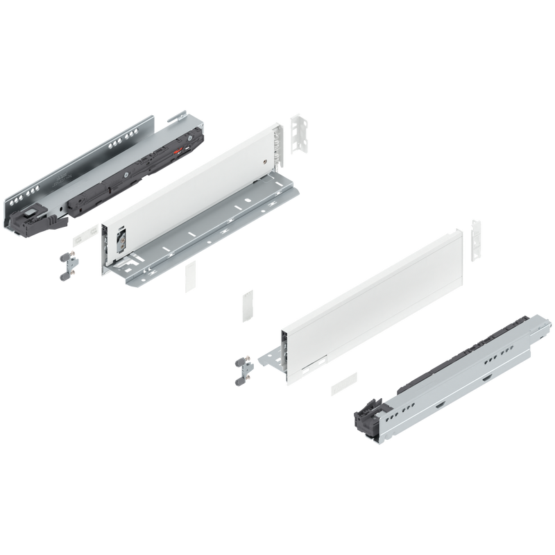 Blum LEGRABOX M Height (3-9/16") V1 Packaging Set - 14" (350mm) - 125lb - Silk White (SW-M) - 770M35S0S