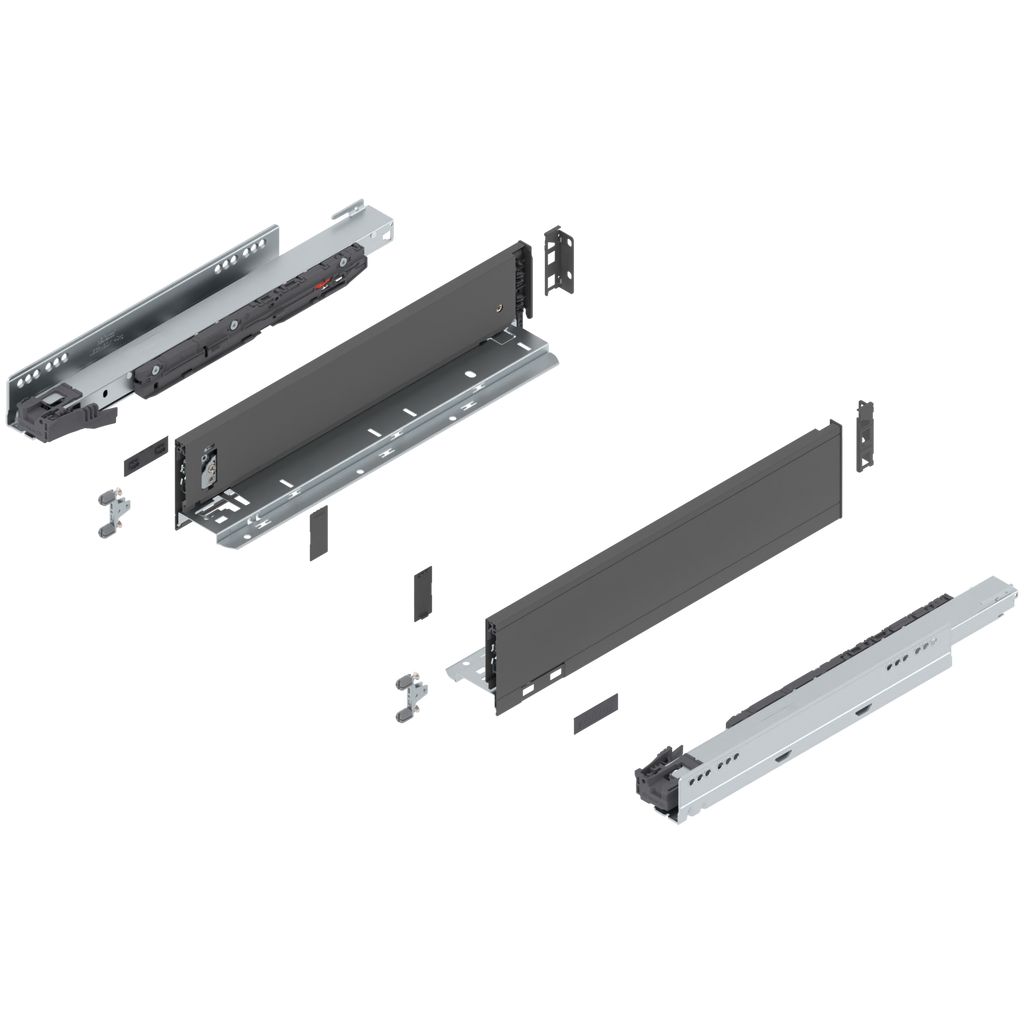 Blum LEGRABOX M Height (3-9/16") V1 Packaging Set - 16" (400mm) - 125lb - Orion Gray (OG-M) - 770M40S0S