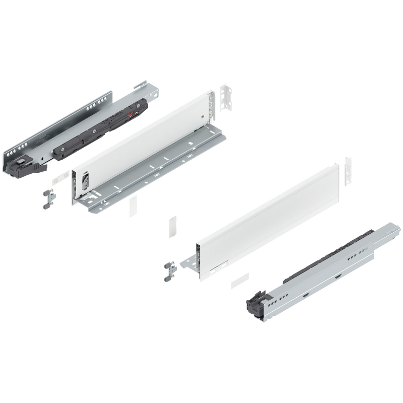 Blum LEGRABOX M Height (3-9/16") V1 Packaging Set - 16" (400mm) - 125lb - Silk White (SW-M) - 770M40S0S