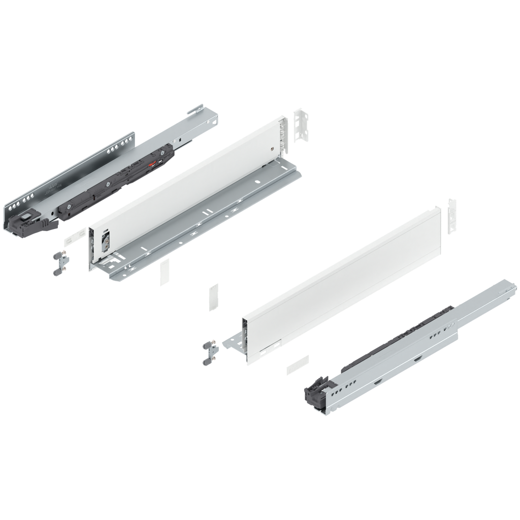 Blum LEGRABOX M Height (3-9/16") V1 Packaging Set - 18" (450mm) - 125lb - Silk White (SW-M) - 770M45S0S