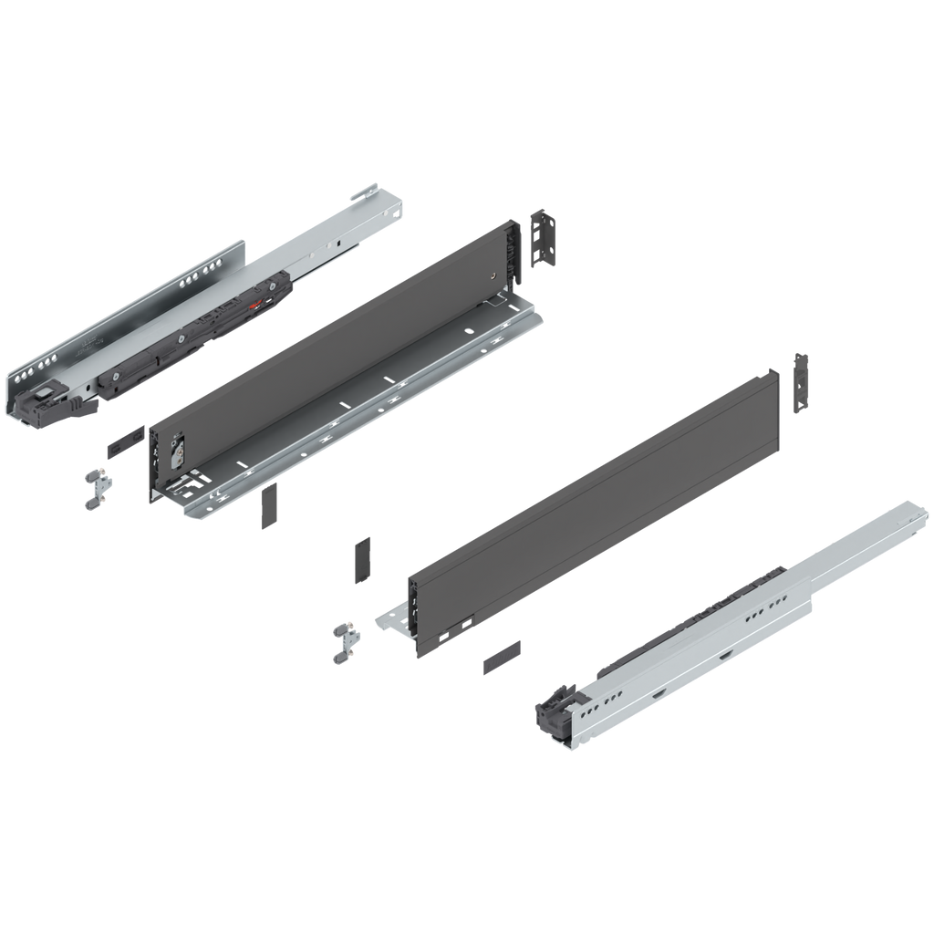 Blum LEGRABOX M Height (3-9/16") V1 Packaging Set - 20" (500mm) - 125lb - Orion Gray (OG-M) - 770M50S0S