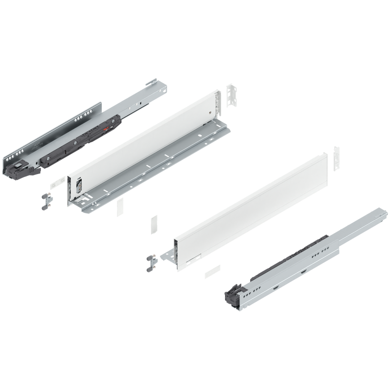 Blum LEGRABOX M Height (3-9/16") V1 Packaging Set - 20" (500mm) - 125lb - Silk White (SW-M) - 770M50S0S