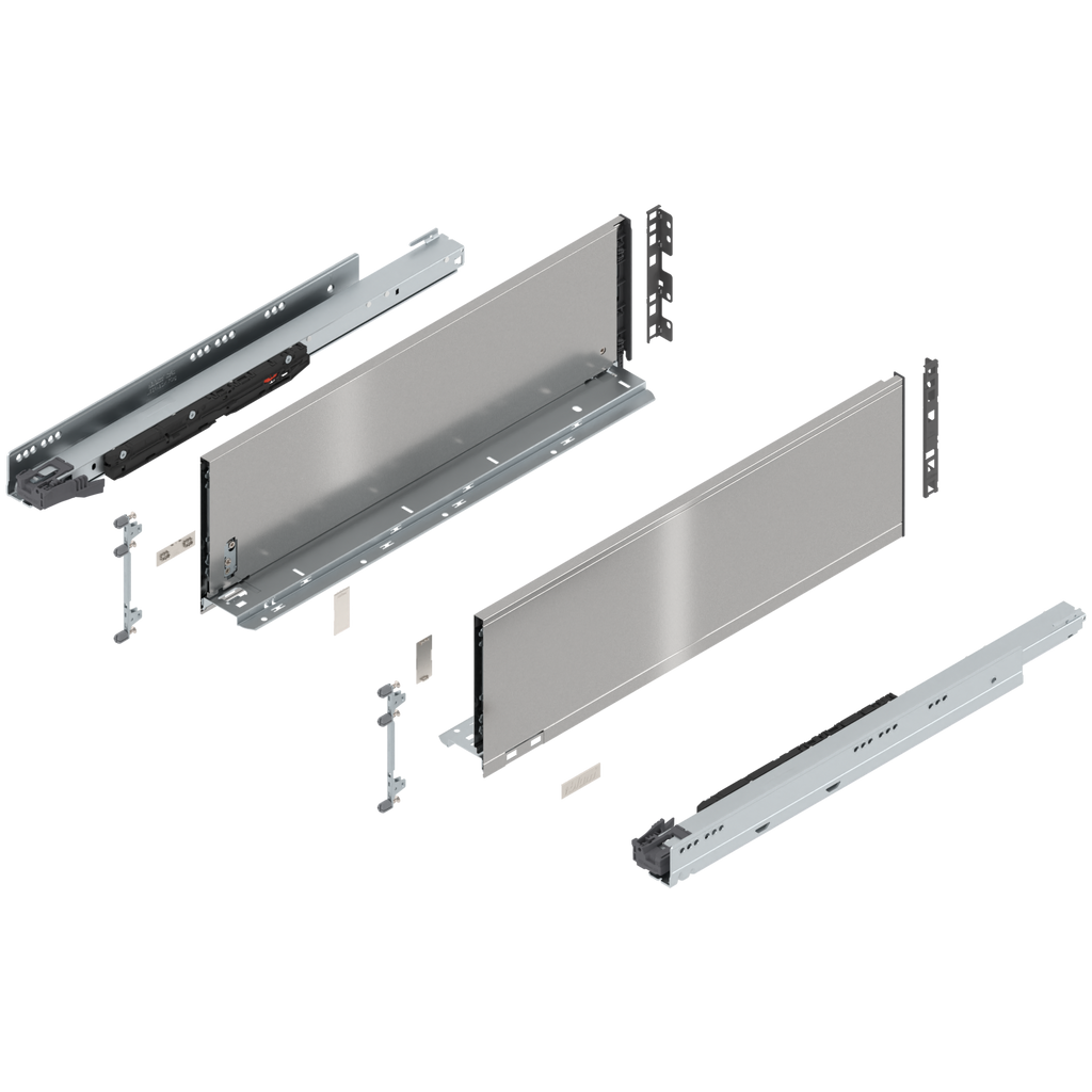 Blum LEGRABOX C Height (7") V1 Packaging Set - 22" (550mm) - 170lb - Stainless Steel (INGL) - 773C55S0I