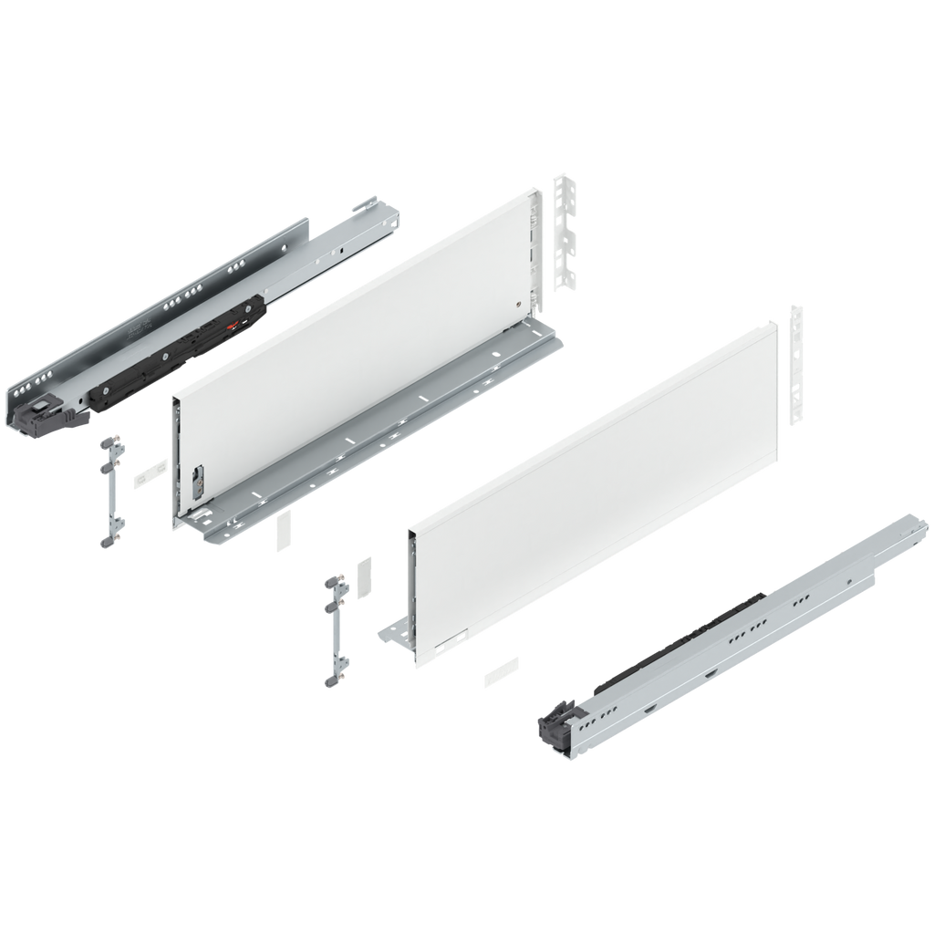 Blum LEGRABOX C Height (7") V1 Packaging Set - 22" (550mm) - 170lb - Silk White (SW-M) - 773C55S0S