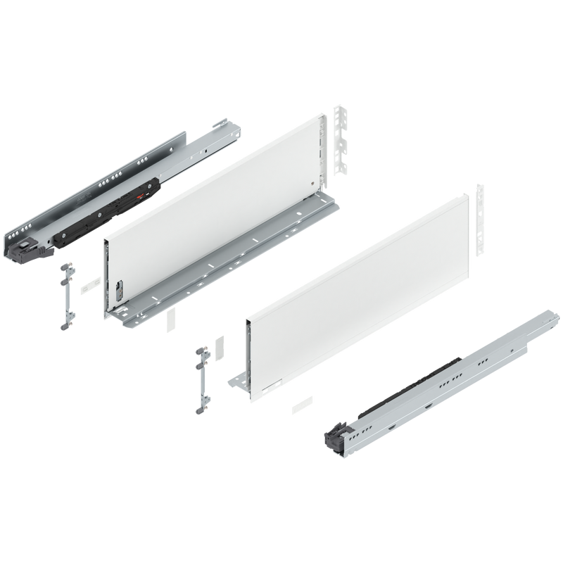 Blum LEGRABOX C Height (7") V1 Packaging Set - 22" (550mm) - 170lb - Silk White (SW-M) - 773C55S0S