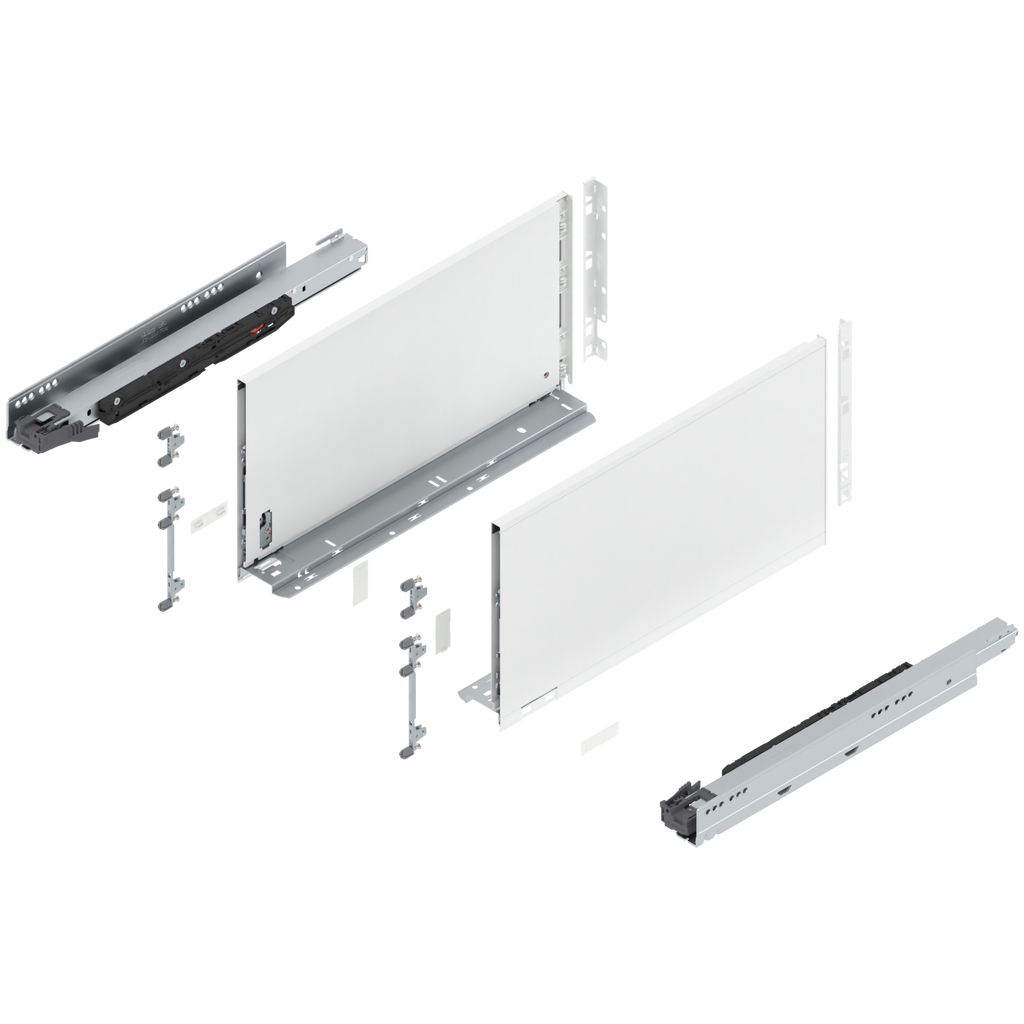 Blum LEGRABOX F Height (9-1/2") V1 Packaging Set - 18" (450mm) - 170lb - Silk White (SW-M) - 773F45S0S