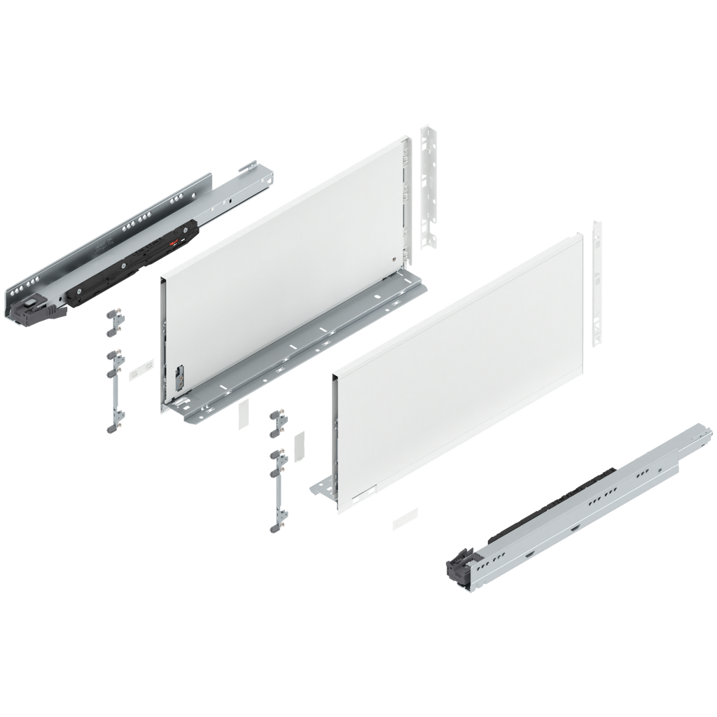 Blum LEGRABOX F Height (9-1/2") V1 Packaging Set - 20" (500mm) - 170lb - Silk White (SW-M) - 773F50S0S