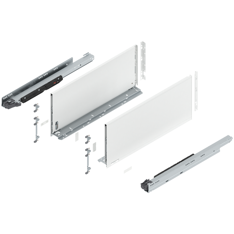 Blum LEGRABOX F Height (9-1/2") V1 Packaging Set - 22" (550mm) - 170lb - Silk White (SW-M) - 773F55S0S