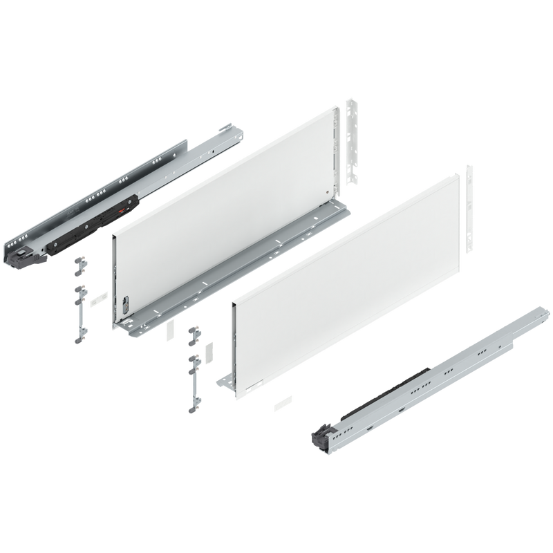 Blum LEGRABOX F Height (9-1/2") V1 Packaging Set - 26" (650mm) - 170lb - Silk White (SW-M) - 773F65S0S