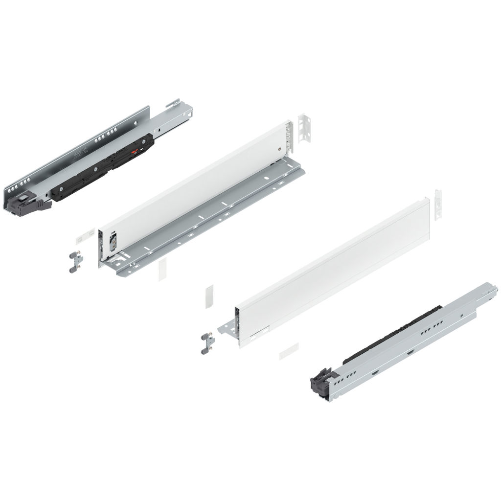Blum LEGRABOX M Height (3-9/16") V1 Packaging Set - 18" (450mm) - 170lb - Silk White (SW-M) - 773M45S0S