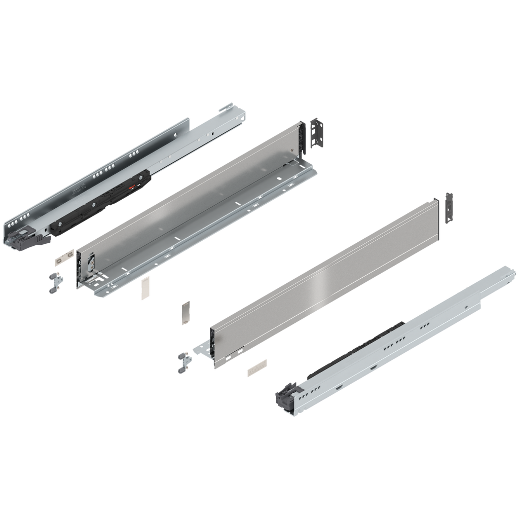 Blum LEGRABOX M Height (3-9/16") V1 Packaging Set - 24" (600mm) - 170lb - Stainless Steel (INGL) - 773M60S0I