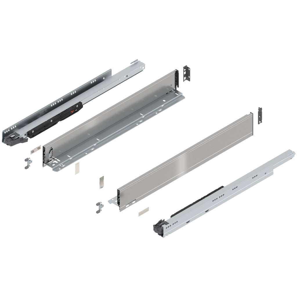 Blum LEGRABOX M Height (3-9/16") V1 Packaging Set - 26" (650mm) - 170lb - Stainless Steel (INGL) - 773M65S0I