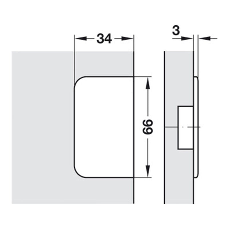 Grass 975 (13127-09) Pie Cut Corner Hinge (Mepla SSP 17, 19, & 21 Replacement)
