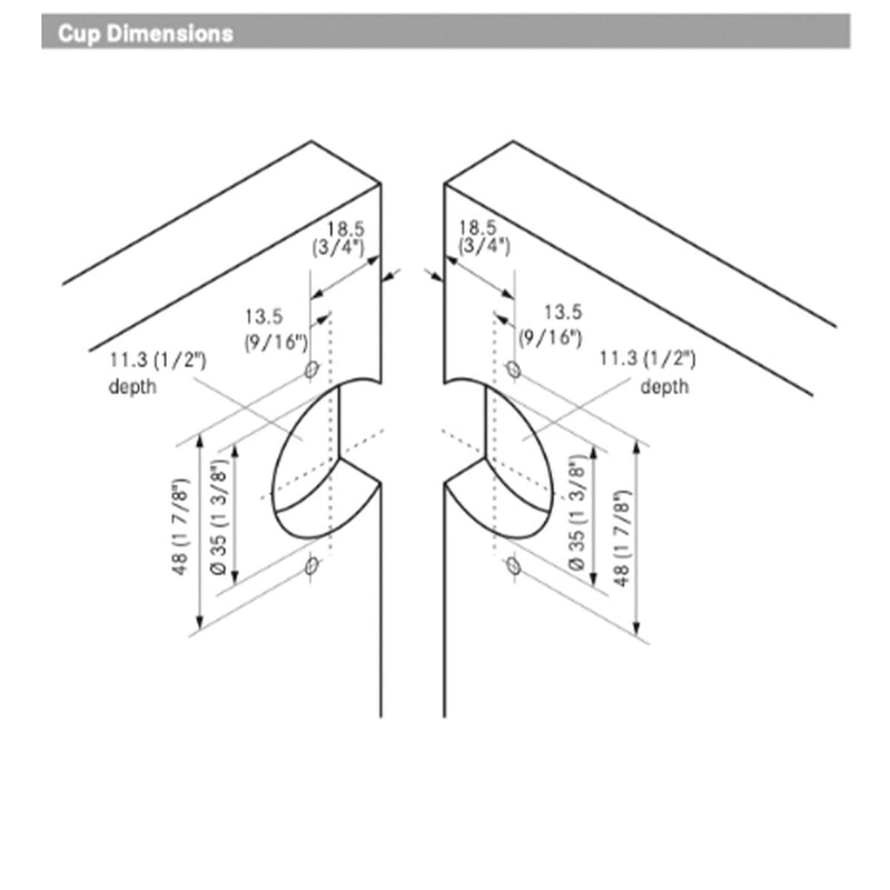 Grass 975 (13127-09) Pie Cut Corner Hinge (Mepla SSP 17, 19, & 21 Replacement)