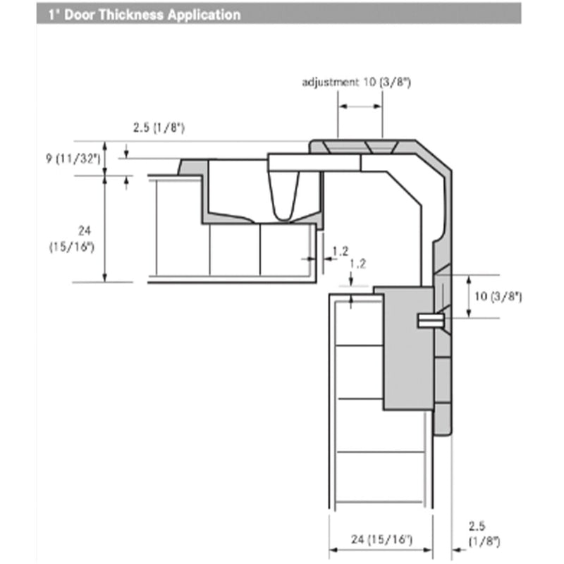 Grass 975 (13127-09) Pie Cut Corner Hinge (Mepla SSP 17, 19, & 21 Replacement)