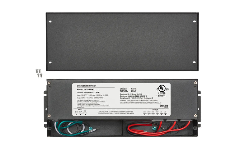 Tresco 24VDC 288W Commercial/Industrial Metal Hardwire Dimmable Power Supply - L-24DCH96X3-1