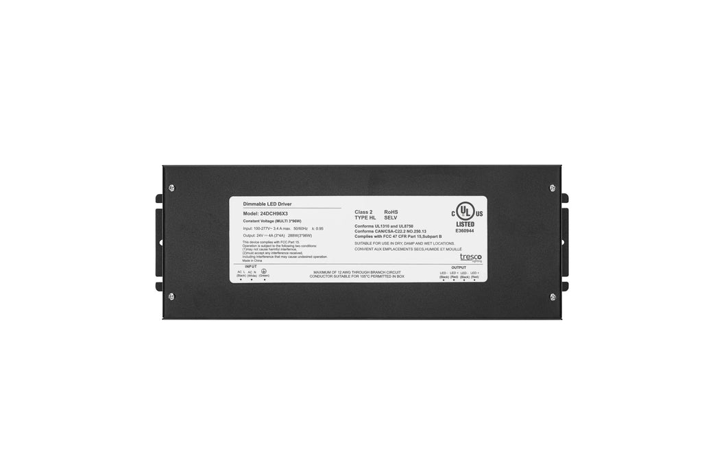 Tresco 24VDC 288W Commercial/Industrial Metal Hardwire Dimmable Power Supply - L-24DCH96X3-1