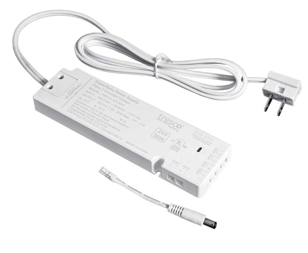 Tresco PowerSync 24VDC Plug-in Power Supply, 24 Volt 36 Watt Power Supply with 6 MINI Ports - L-PSPLG-24V36W-1