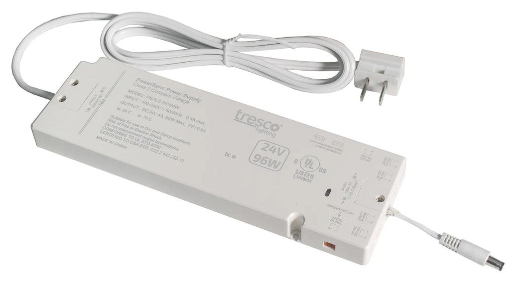 Tresco PowerSync 24VDC Plug-in Power Supply, 24 Volt 96 Watt Power Supply with 6 MINI Ports and 5 amp Terminal Block - L-PSPLG-24V96W-1