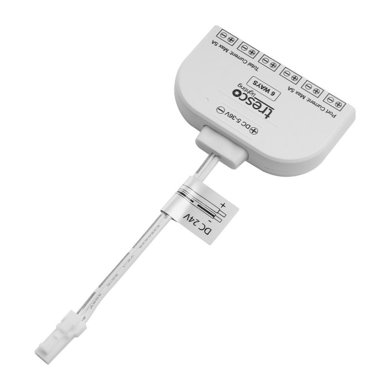 Tresco PowerSync Connector 24VDC Power to Light Splitter Cord with Six MINI Ports - L-PWCON-24MLT6-DFE-1