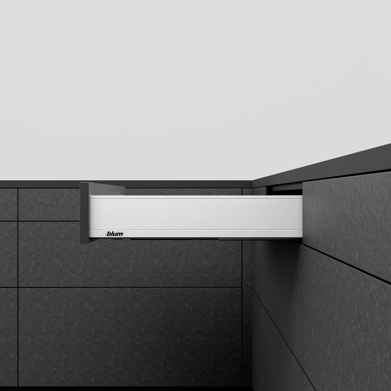 Blum LEGRABOX M Height (3-9/16") V1 Packaging Set - 18" (450mm) - 125lb - Silk White (SW-M) - 770M45S0S