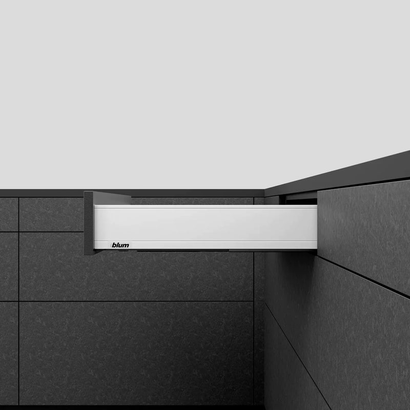 Blum LEGRABOX M Height (3-9/16") V1 Packaging Set - 14" (350mm) - 125lb - Silk White (SW-M) - 770M35S0S