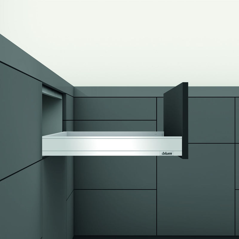 Blum LEGRABOX N Height (2-5/8") V1 Packaging Set - 22" (550mm) - 125lb - Silk White (SW-M) - 770N55S0S
