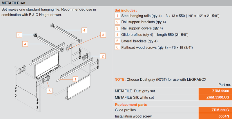 Blum ZRM.5500 METAFILE Dust Gray Set
