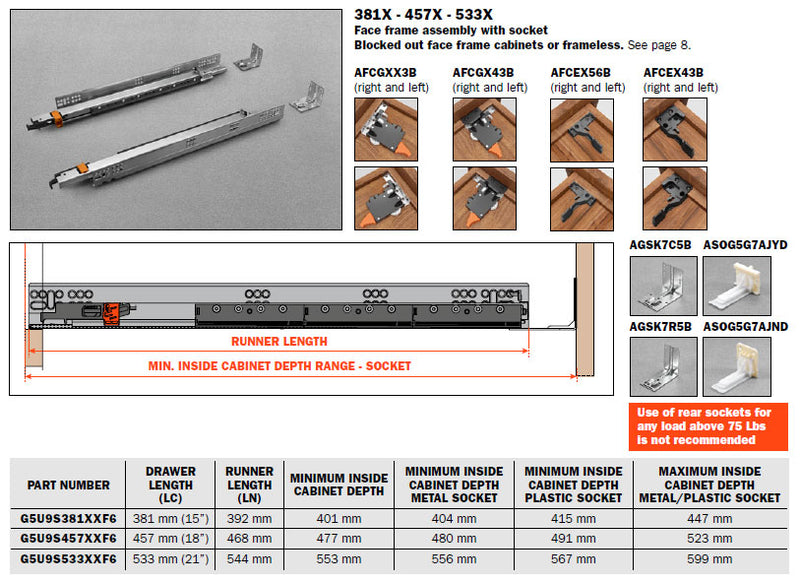 Salice Progressa Smove 15" Full Extension Undermount Drawer Slide for 3/4" Drawer Boxes - G5U9S381XXF6