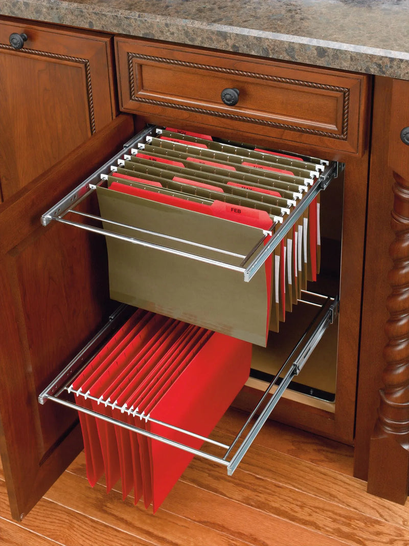Rev-A-Shelf Chrome Two-Tier File Drawer System w/ Full-Extension Slides - RAS-FD-KIT