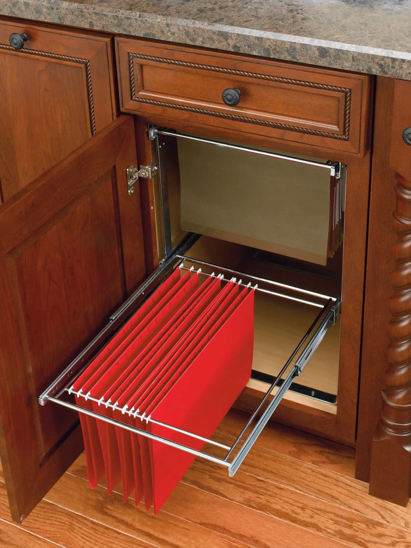 Rev-A-Shelf Chrome Two-Tier File Drawer System w/ Full-Extension Slides - RAS-FD-KIT