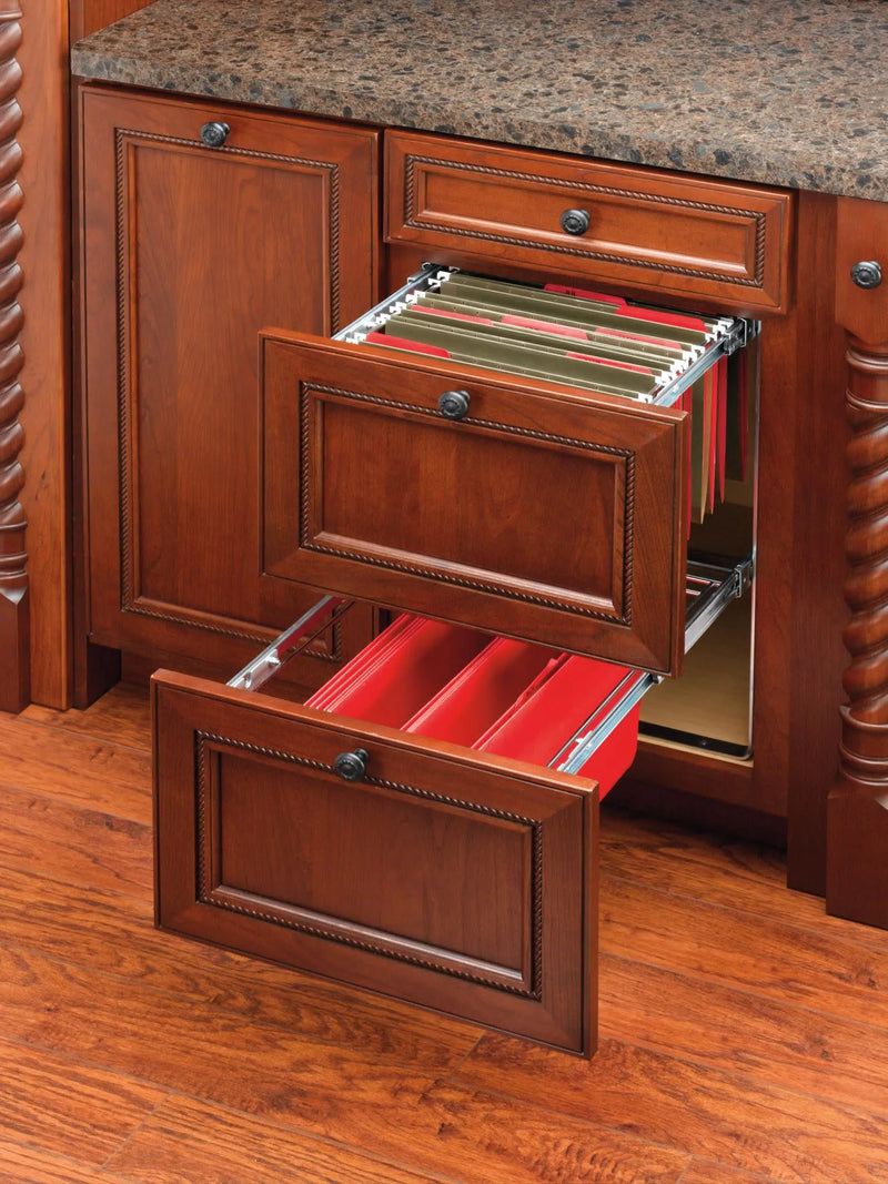 Rev-A-Shelf Chrome Two-Tier File Drawer System w/ Full-Extension Slides - RAS-FD-KIT