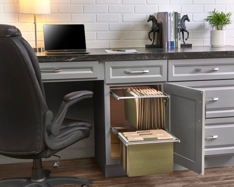 Rev-A-Shelf Chrome Two-Tier File Drawer System w/ Full-Extension Slides - RAS-FD-KIT