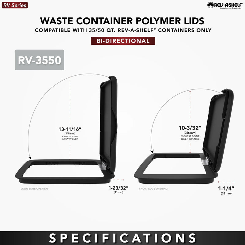 Rev-A-Shelf White Polymer Lid for Rev-A-Shelf® 35 and 50 qt. Waste Containers - RV-3550-LID-11-1