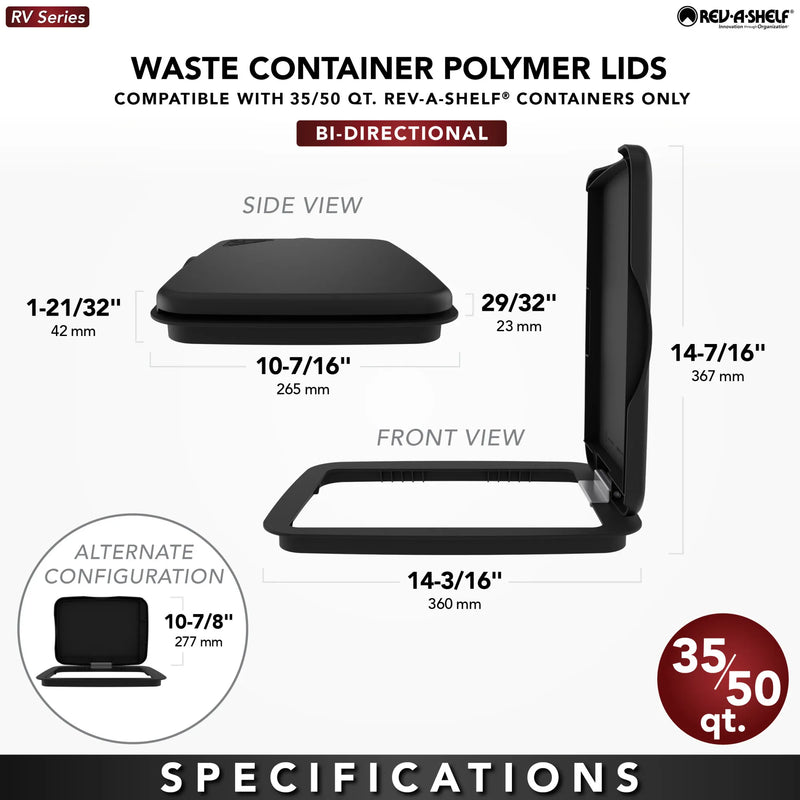 Rev-A-Shelf White Polymer Lid for Rev-A-Shelf® 35 and 50 qt. Waste Containers - RV-3550-LID-11-1