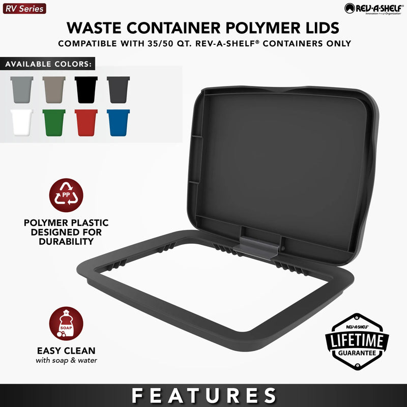 Rev-A-Shelf White Polymer Lid for Rev-A-Shelf® 35 and 50 qt. Waste Containers - RV-3550-LID-11-1