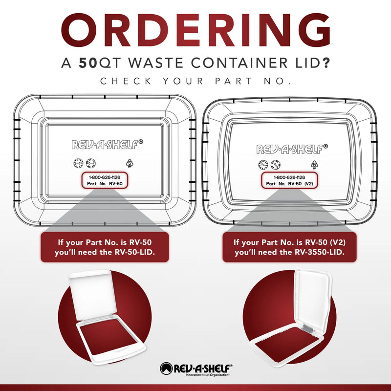 Rev-A-Shelf White Polymer Lid for Rev-A-Shelf® 35 and 50 qt. Waste Containers - RV-3550-LID-11-1