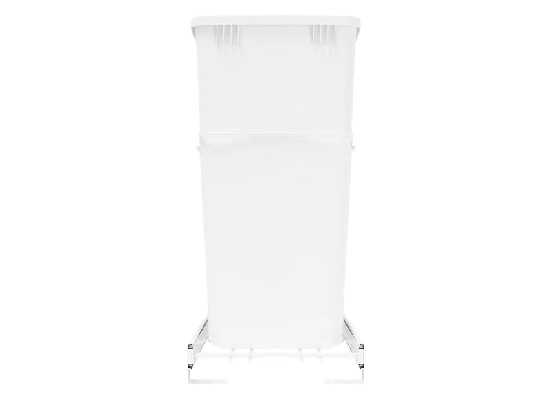Rev-A-Shelf Single White 32 Qt. White Steel Wire Bottom Mount Waste Container w/ 3/4-Extension Slides for 15" Base Cabinets - RV-932PB