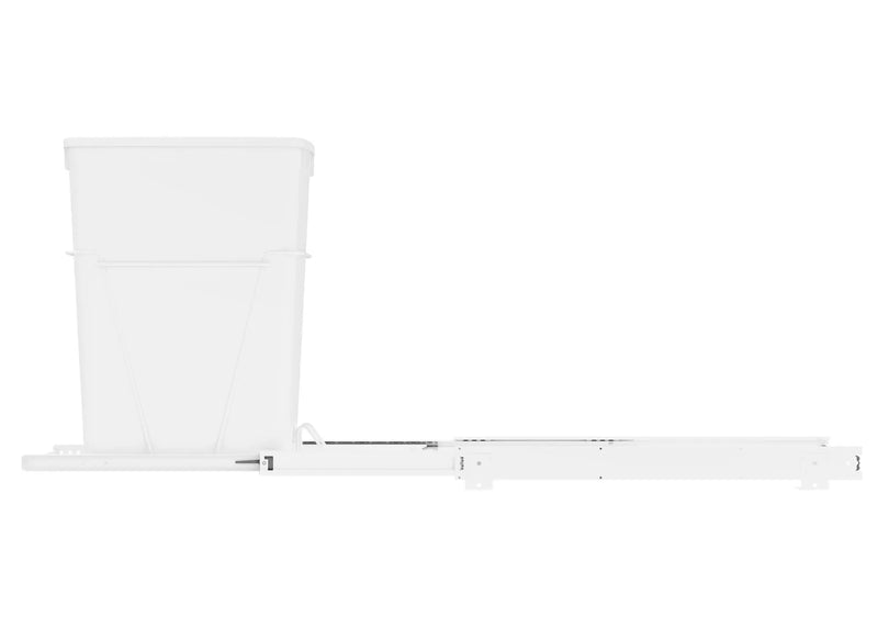 Rev-A-Shelf Single White 32 Qt. White Steel Wire Bottom Mount Waste Container w/ Full-Extension Slides for 15" Base Cabinets - RV-932PB-S