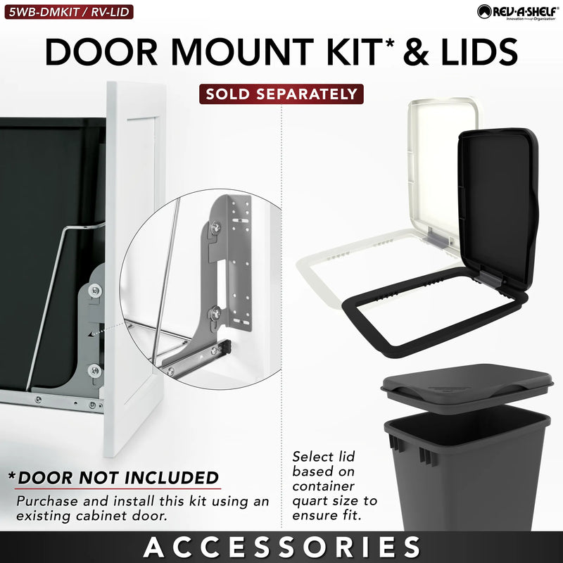 Rev-A-Shelf Single White 32 Qt. White Steel Wire Bottom Mount Waste Container w/ Full-Extension Slides for 15" Base Cabinets - RV-932PB-S