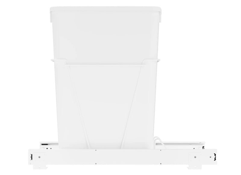 Rev-A-Shelf Single White 32 Qt. White Steel Wire Bottom Mount Waste Container w/ Full-Extension Slides for 15" Base Cabinets - RV-932PB-S