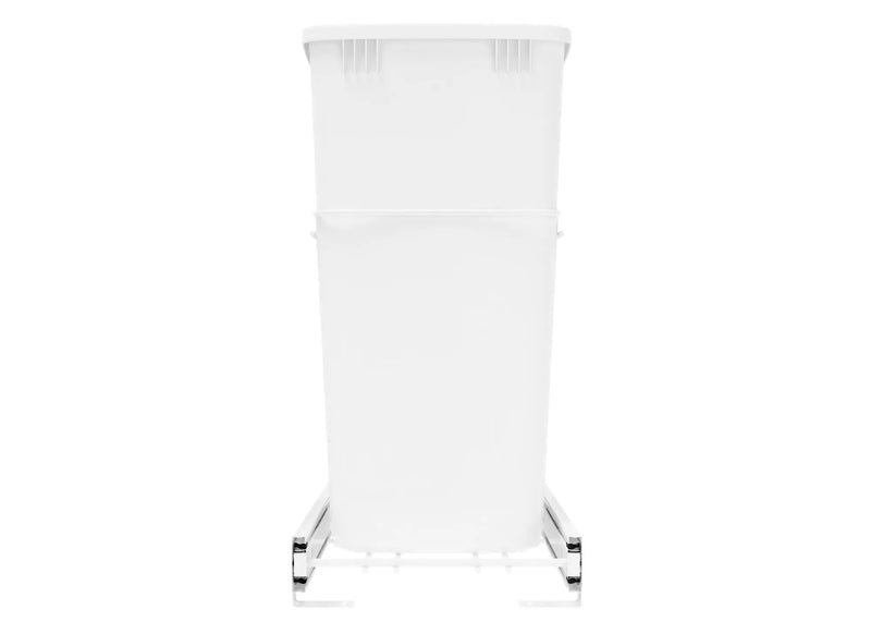Rev-A-Shelf Single White 32 Qt. White Steel Wire Bottom Mount Waste Container w/ Full-Extension Slides for 15" Base Cabinets - RV-932PB-S