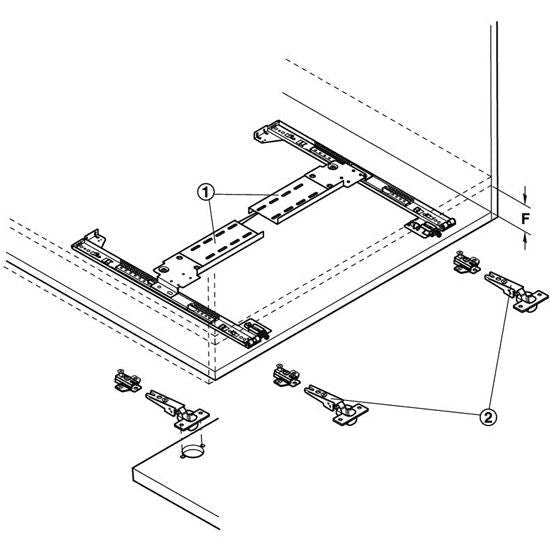 Accuride 1332 Series Light Duty Anti-Rack Slide with Hinges for Tall Pocket Doors - Pair - 20" - CB1332-20D