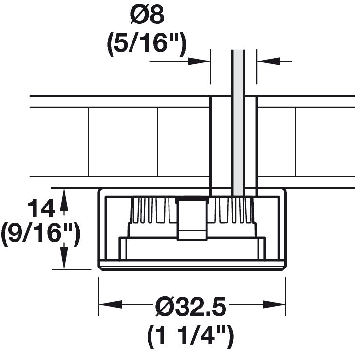 Hafele Loox5 LED 2090/3090 Surface Mount Housing - Round - Stainless Steel Color - 833.89.242