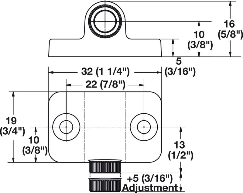 Hafele 246.15.600 Magnetic Catch, with Adjustable Magnet, Matt Nickel